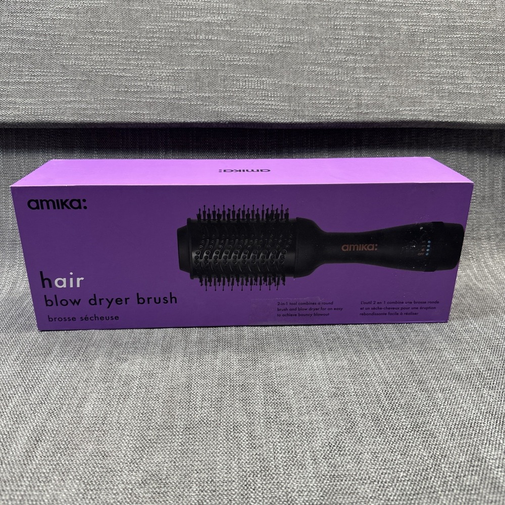 Amika Hair Blow Dryer Brush 2-in-1 Round Brush Dryer Black 950W NEW